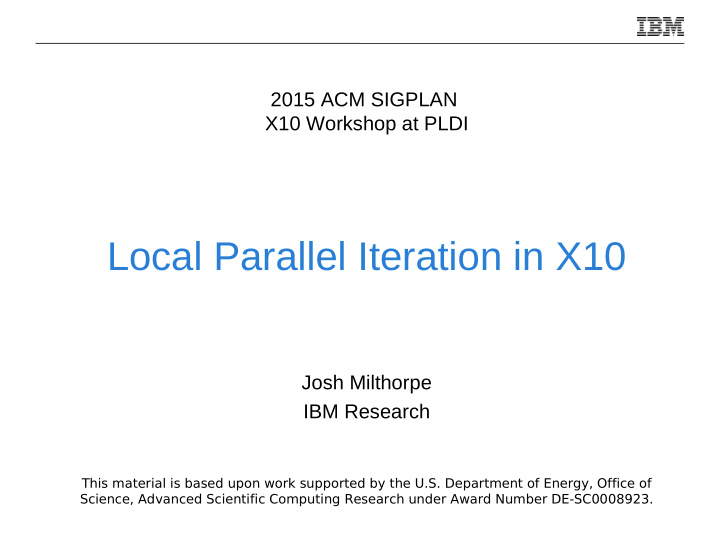 local parallel iteration in x10