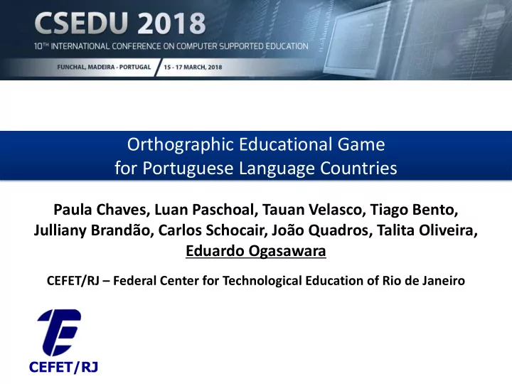 orthographic educational game for portuguese language