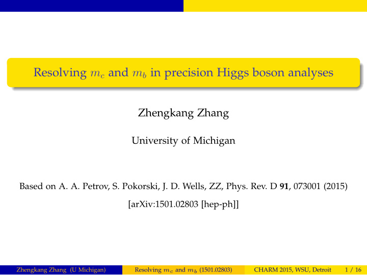 resolving m c and m b in precision higgs boson analyses