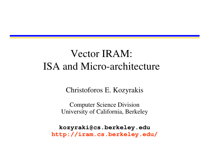 vector iram isa and micro architecture