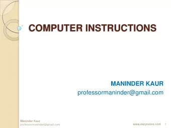 COMPUTER INSTRUCTIONS  MANINDER KAUR  professormaninder@gmail.com  Maninder Kaur  www.eazynotes.com