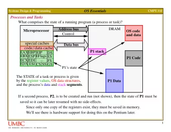 OS Essentials  Systems Design &amp; Programming  CMPE 310  Processes and Tasks  What comprises the
