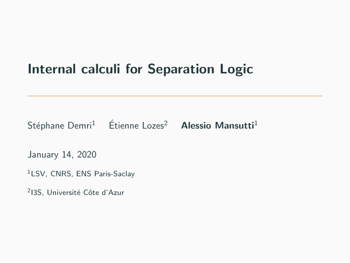 internal calculi for separation logic