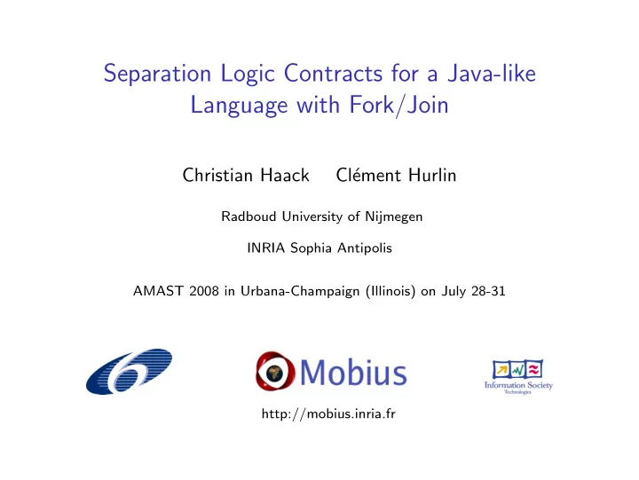 separation logic contracts for a java like language with