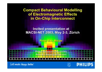 Compact Behavioural Modelling  Behavioural Modelling  Compact  of Electromagnetic Effects  of