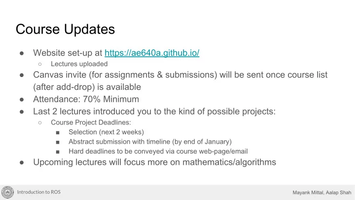 course updates