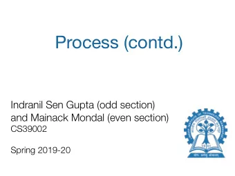 Process (contd.)  Indranil Sen Gupta (odd section)  and Mainack Mondal (even section)  CS39002