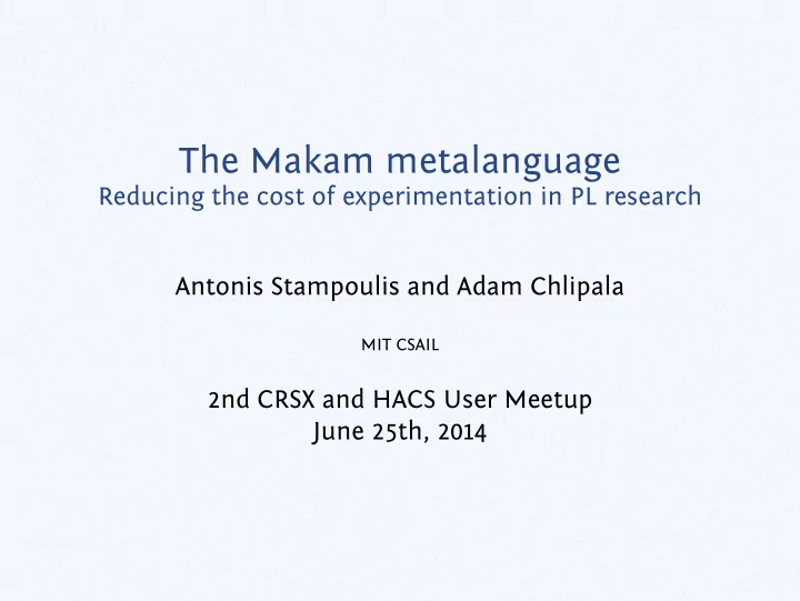 the makam metalanguage
