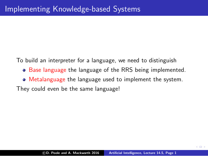 implementing knowledge based systems