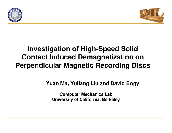 investigation of high speed solid contact induced