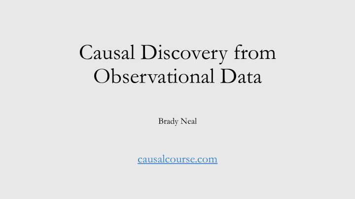 causal discovery from observational data