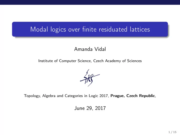 modal logics over finite residuated lattices