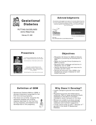 Gestational  Gestational  This webcast is made possible by the support of the Colorado Diabetes