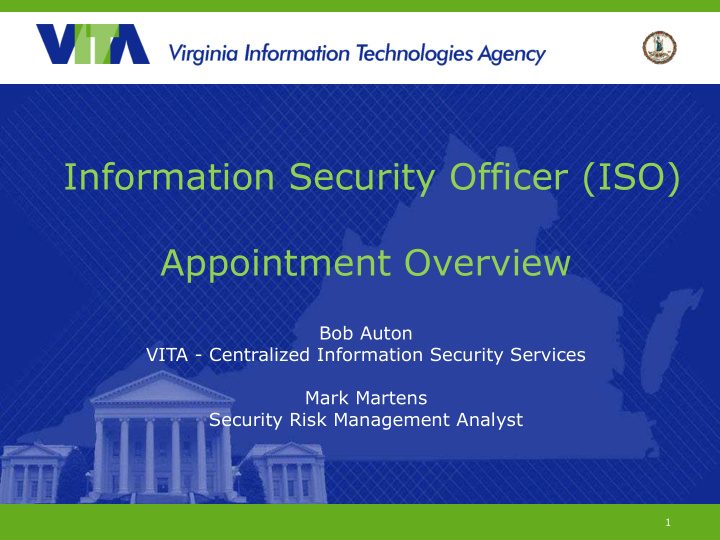 information security officer iso appointment overview