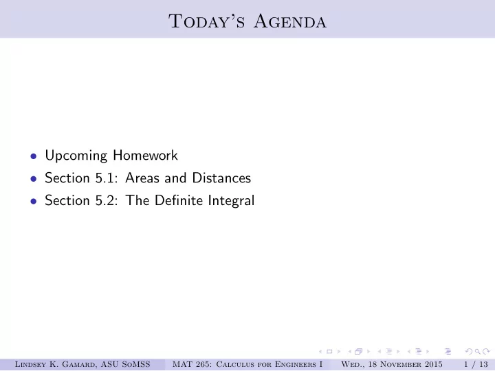 today s agenda