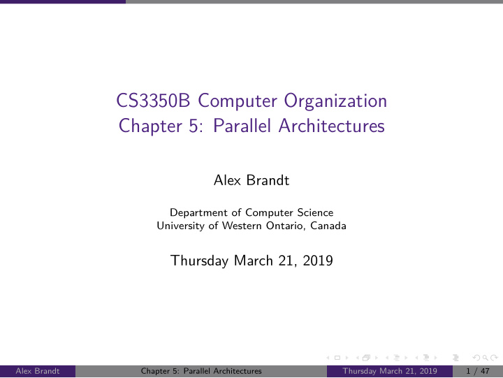 cs3350b computer organization chapter 5 parallel