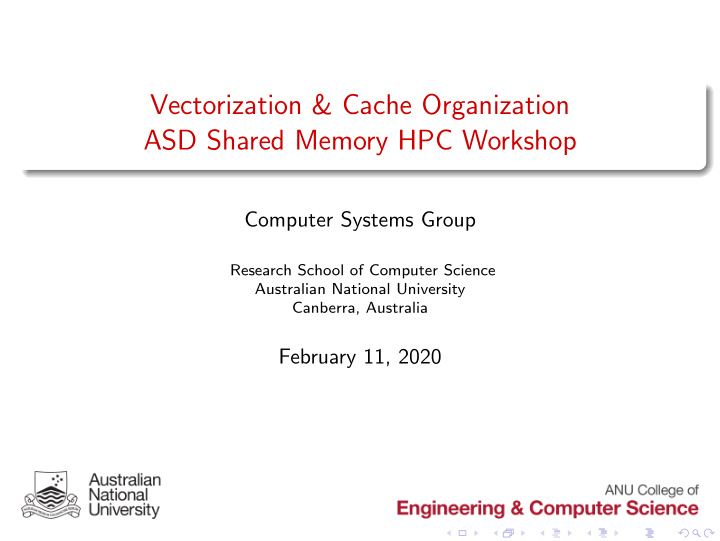 vectorization cache organization asd shared memory hpc