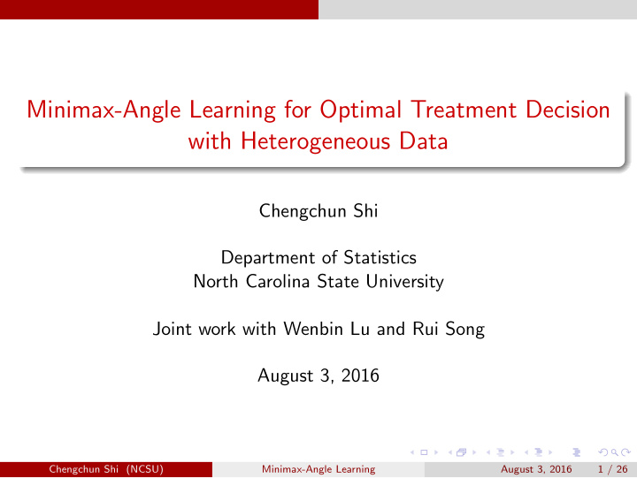 minimax angle learning for optimal treatment decision