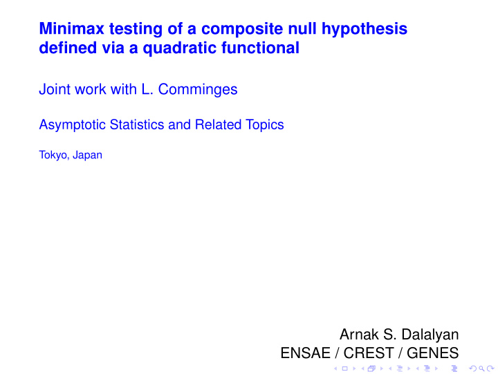 minimax testing of a composite null hypothesis defined