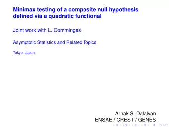 Minimax testing of a composite null hypothesis  defined via a quadratic functional  Joint work with