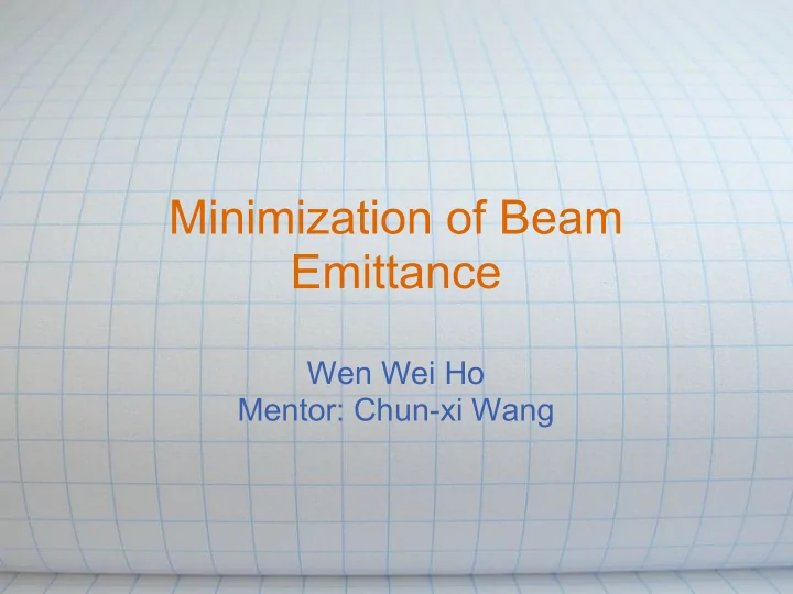 minimization of beam emittance