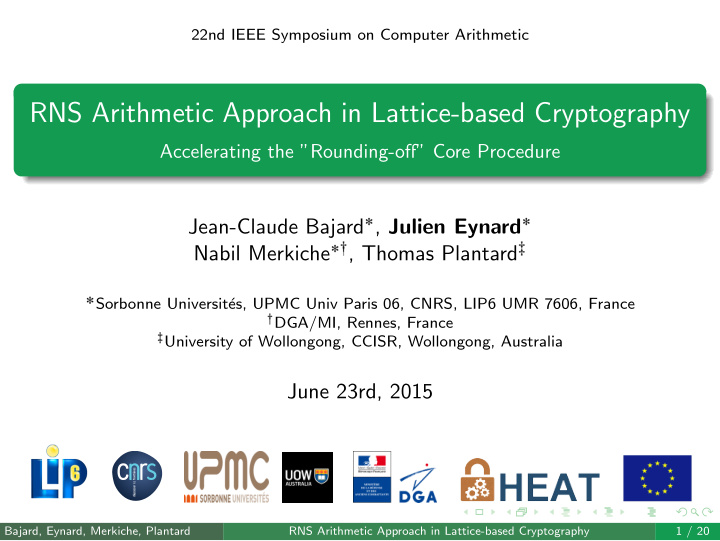 rns arithmetic approach in lattice based cryptography