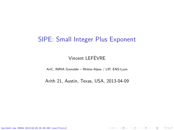sipe small integer plus exponent
