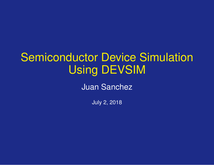 semiconductor device simulation using devsim