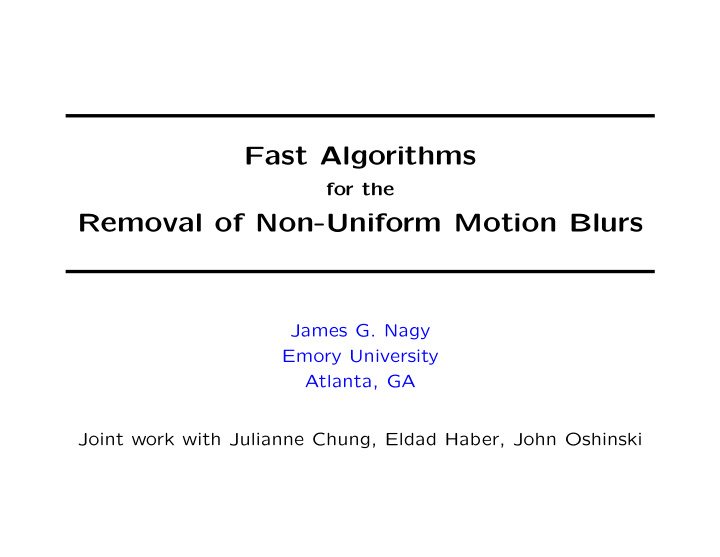 fast algorithms