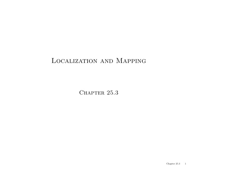 localization and mapping