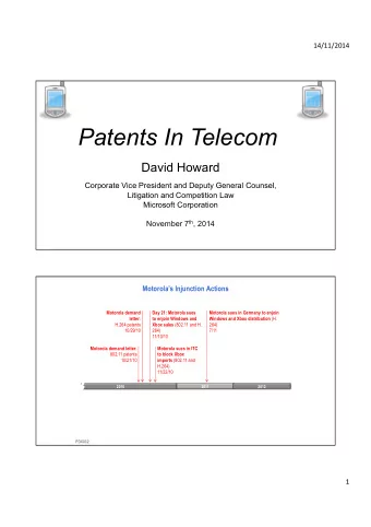 Patents In Telecom  David Howard  Corporate Vice President and Deputy General Counsel,  Litigation