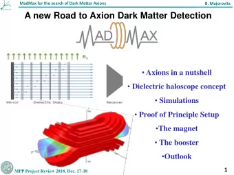 A new Road to Axion Dark Matter Detection  Axions in a nutshell  Dielectric haloscope concept