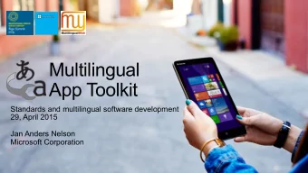 Multilingual  App Toolkit  Standards and multilingual software development  29, April 2015  Jan