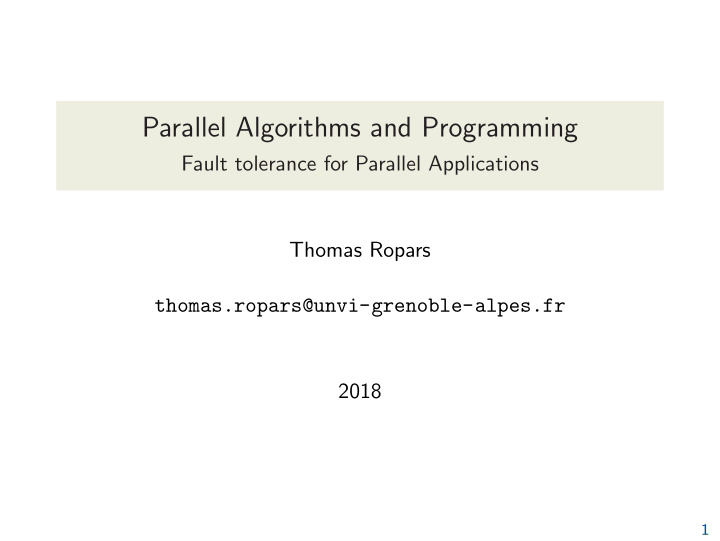 parallel algorithms and programming