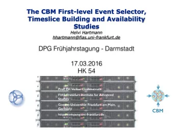 DPG Frhjahrstagung - Darmstadt  17.03.2016  HK 54  Prof. Dr. Volker Lindenstruth  FIAS Frankfurt