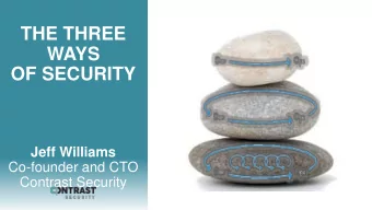 WAYS  OF SECURITY  Jeff Williams  Co-founder and CTO  Contrast Security 1. TODAYS AVERAGE