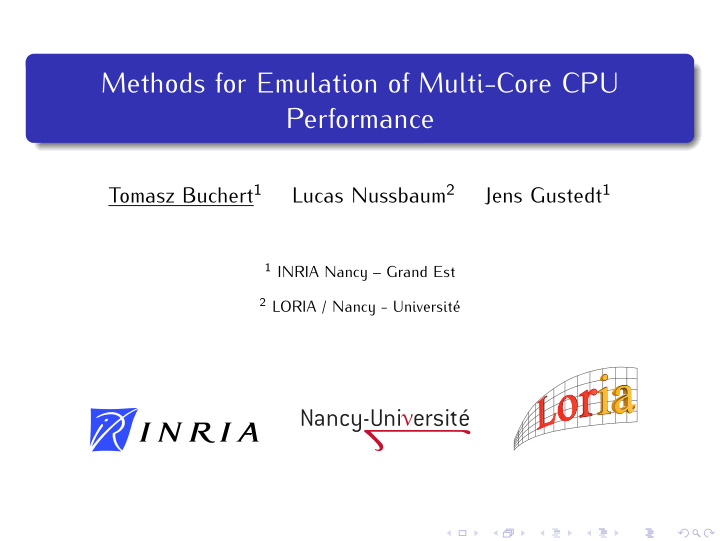 methods for emulation of multi core cpu performance