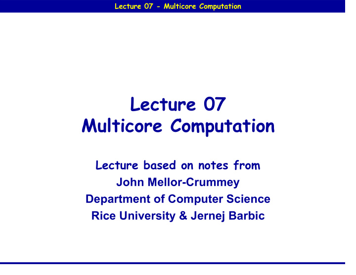lecture 07 multicore computation