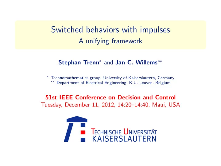 switched behaviors with impulses