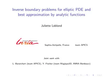 Inverse boundary problems for elliptic PDE and  best approximation by analytic functions  Juliette