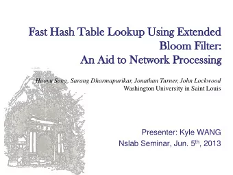 Fa  Fast  st Has  ash  h Tab  able  e Loo  ookup  p Usi  sing  ng Exten  ended  ded  Bloom  oom Fi