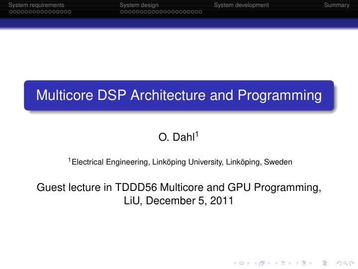 multicore dsp architecture and programming
