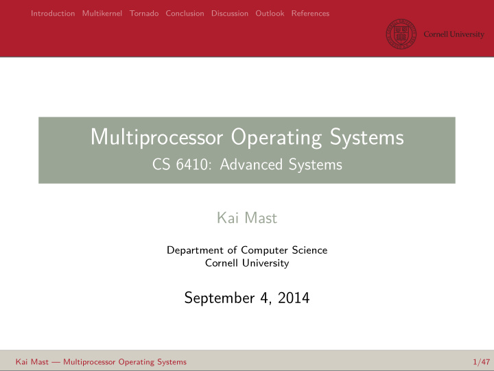 multiprocessor operating systems
