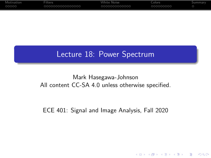 lecture 18 power spectrum