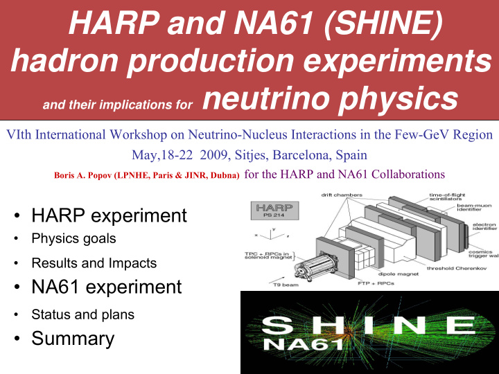 harp and na61 shine hadron production experiments and