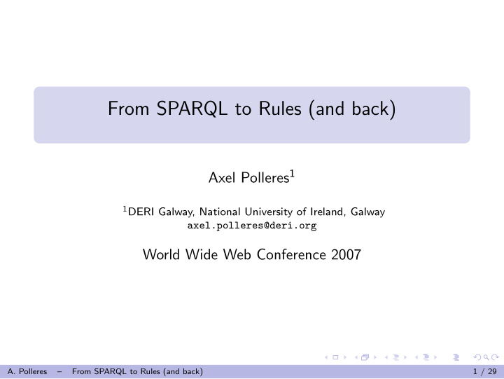 from sparql to rules and back