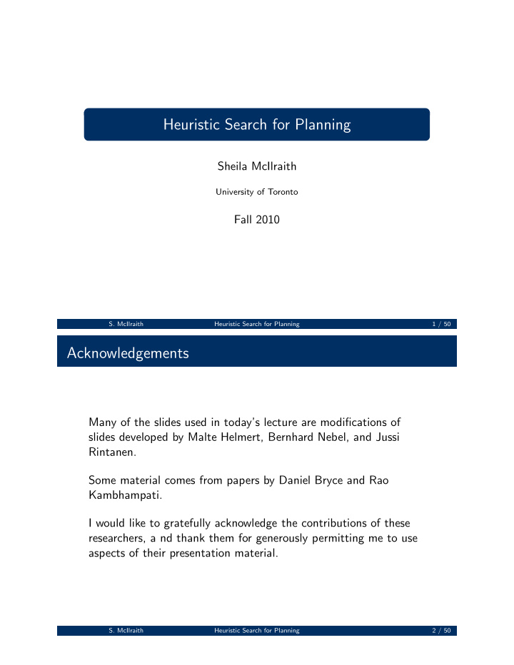 heuristic search for planning