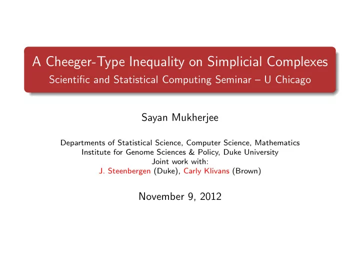 a cheeger type inequality on simplicial complexes