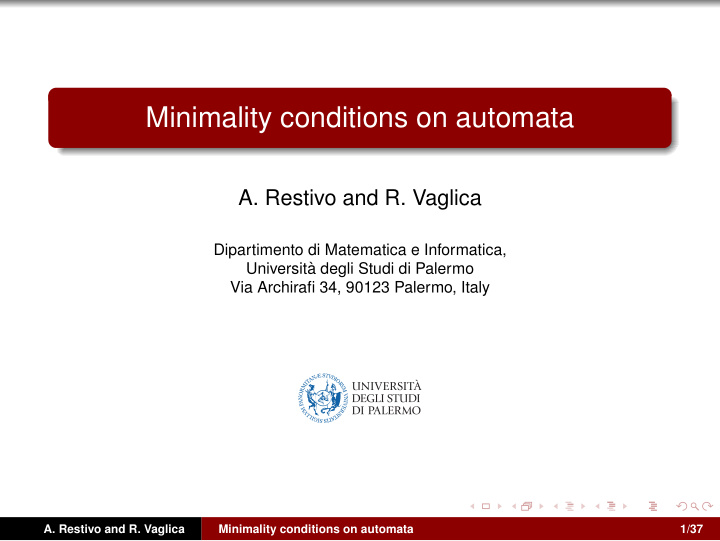 minimality conditions on automata