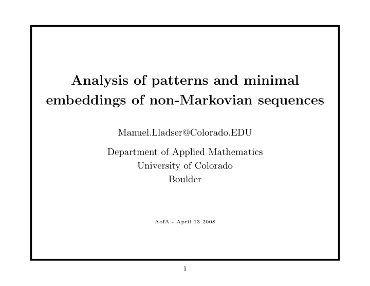 analysis of patterns and minimal embeddings of non